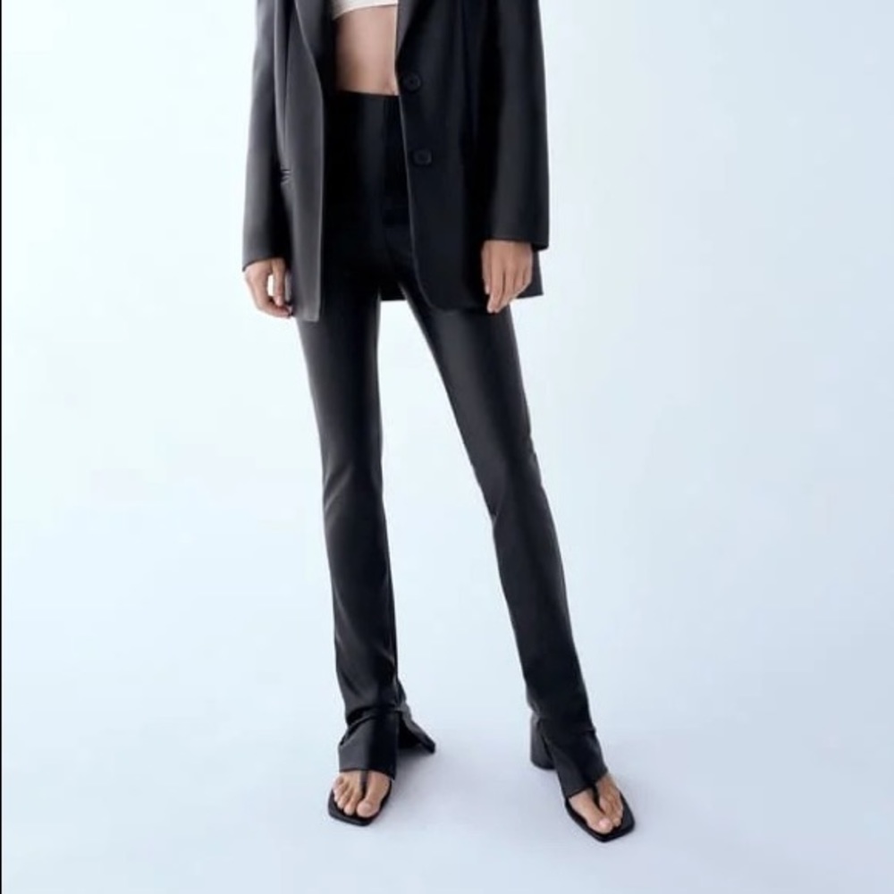 Zara extra long faux leather leggings
